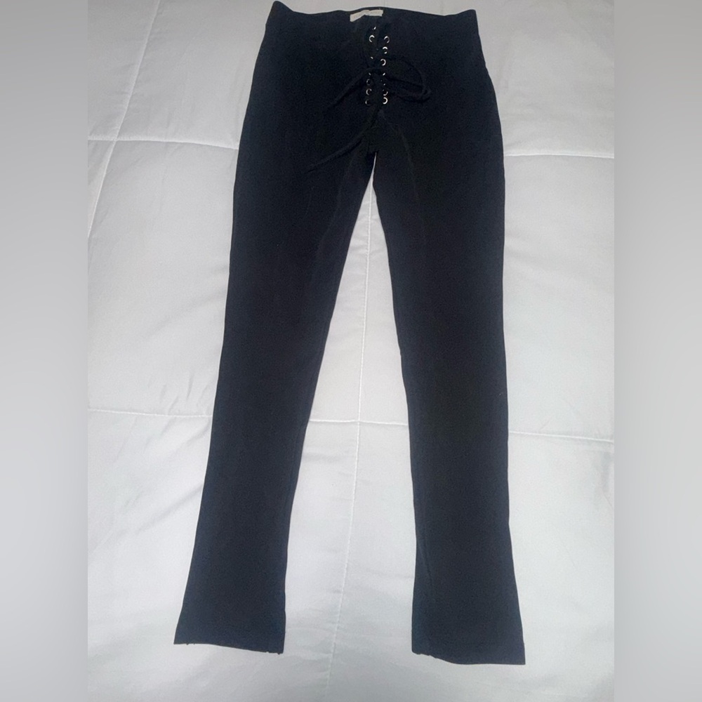 La Hearts Black Ribbed High-Waist Leggings